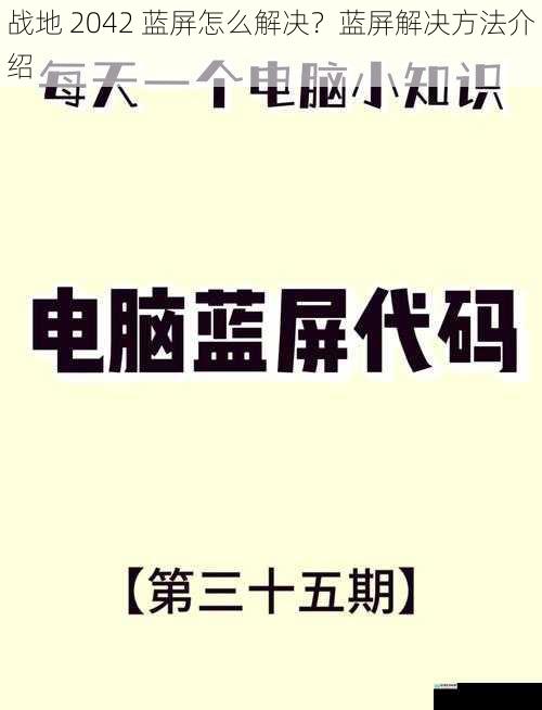 战地 2042 蓝屏怎么解决？蓝屏解决方法介绍