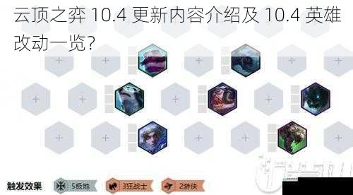 云顶之弈 10.4 更新内容介绍及 10.4 英雄改动一览？