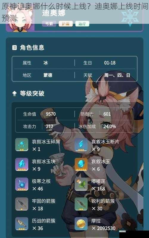 原神迪奥娜什么时候上线？迪奥娜上线时间预测