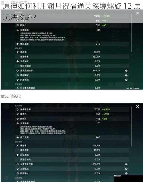 原神如何利用渊月祝福通关深境螺旋 12 层玩法攻略？