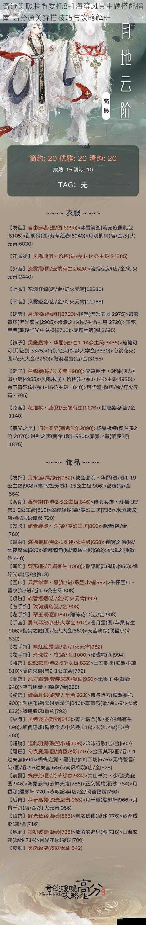 奇迹暖暖联盟委托8-1海滨风景主题搭配指南 高分通关穿搭技巧与攻略解析