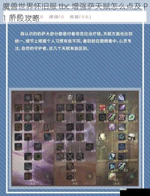 魔兽世界怀旧服 tbc 增强萨天赋怎么点及 P1 阶段攻略