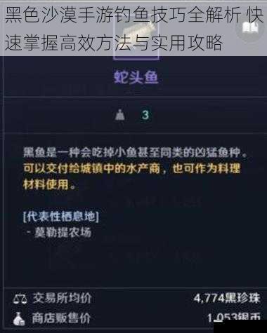 黑色沙漠手游钓鱼技巧全解析 快速掌握高效方法与实用攻略