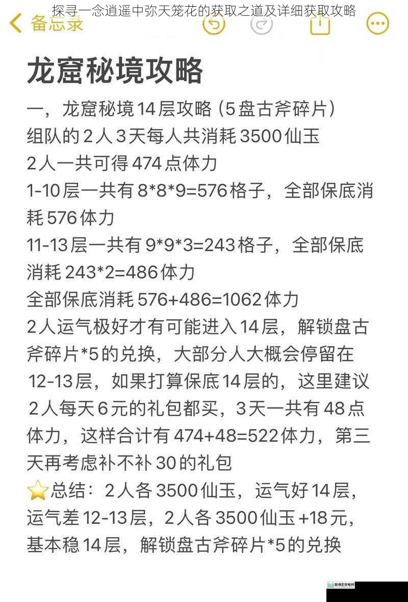 探寻一念逍遥中弥天笼花的获取之道及详细获取攻略